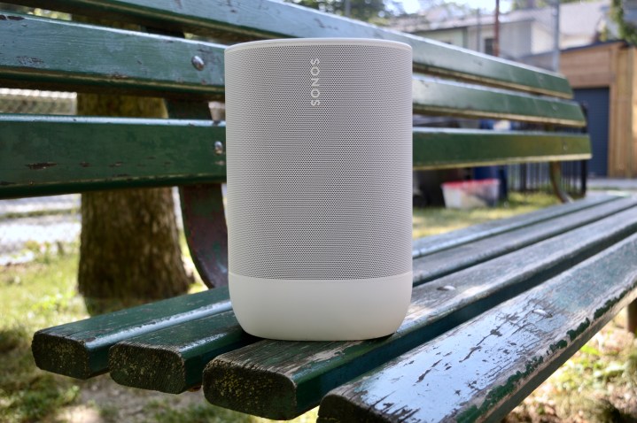 Sonos Move 2 in white on green park bench.jpg